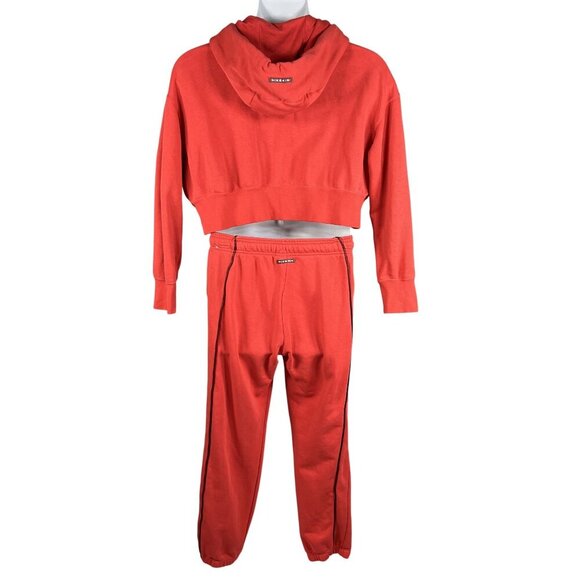 Nike Air Womens M Crimson Tracksuit Cropped Hoodie Joggers Athletic Lounge Set - Picture 2 of 16